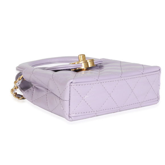Chanel 24P Light Purple Quilted Shiny Aged Calfskin Mini Nano Kelly Shopper - Picture 8 of 8